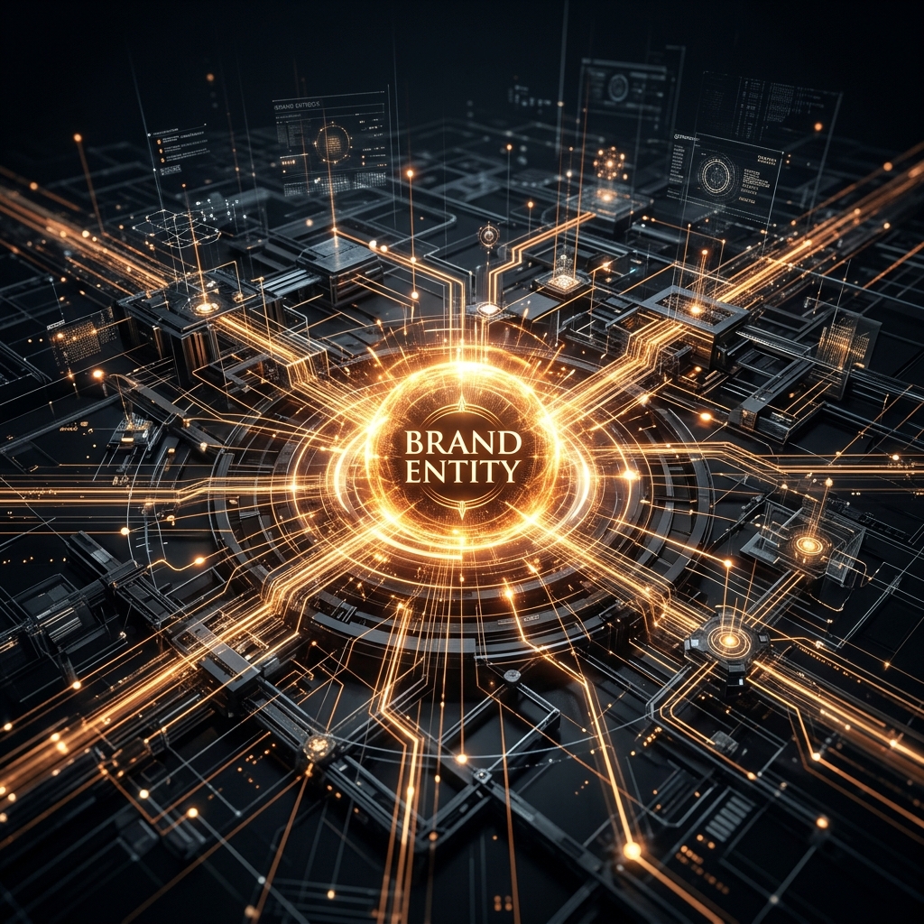 High-tech digital network showing brand entity syndication