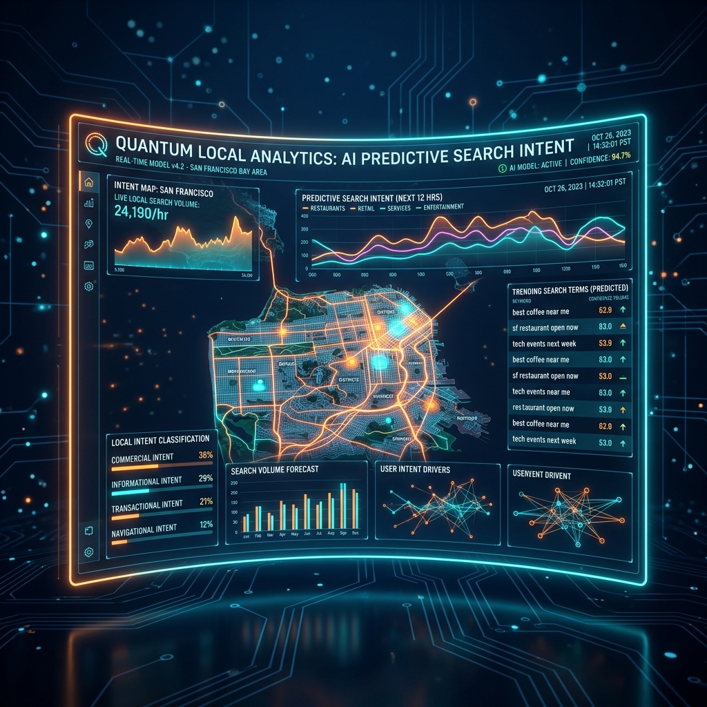Futuristic AI predictive analytics dashboard