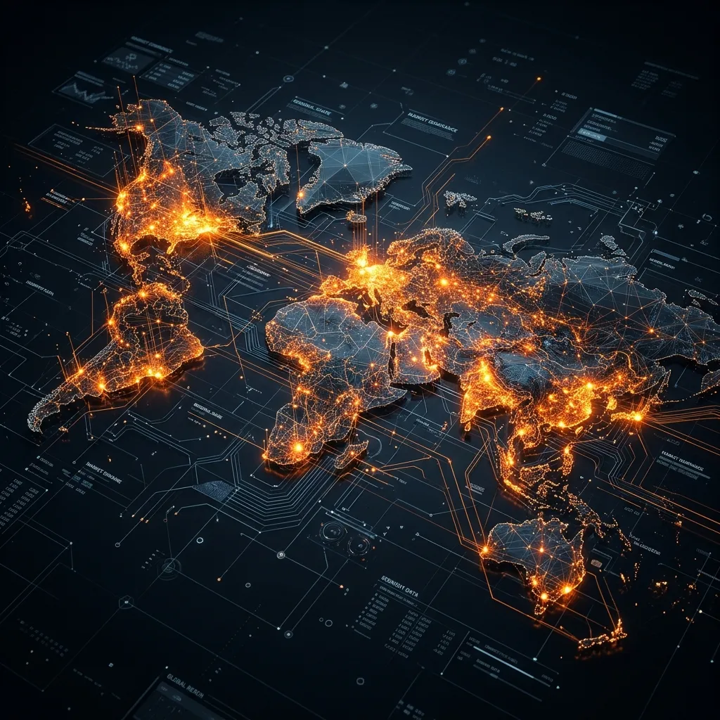 Geographic radar map showing market dominance hot spots