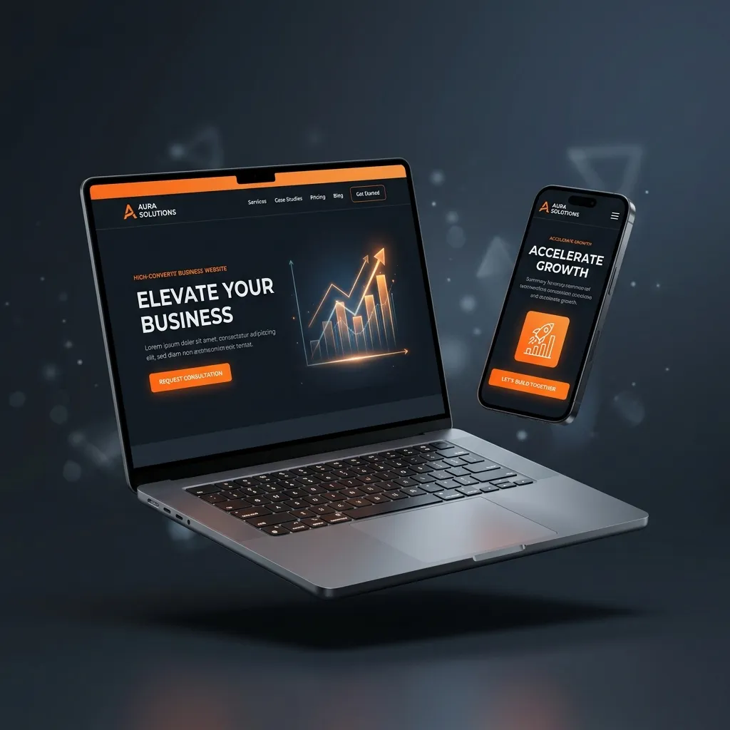 High converting website design showcased on a laptop and mobile phone